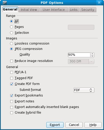 Open Office PDF Export