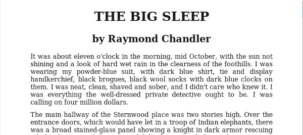 The Big Sleep web page