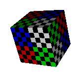 A poly cube, textured with test.png