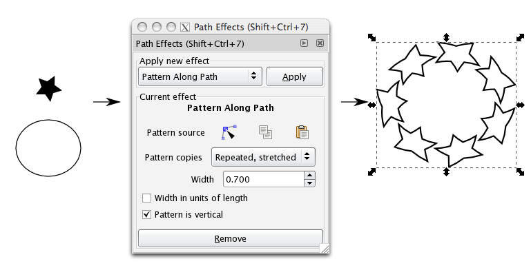 inkscape font on arc to path